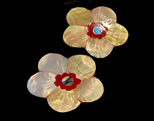 Festive Shell Flower Brooches