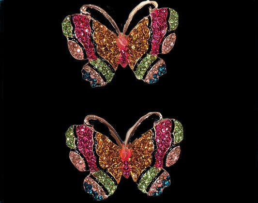 Pink Butterfly Brooch Set