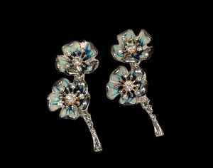 Blue Flowers Brooches